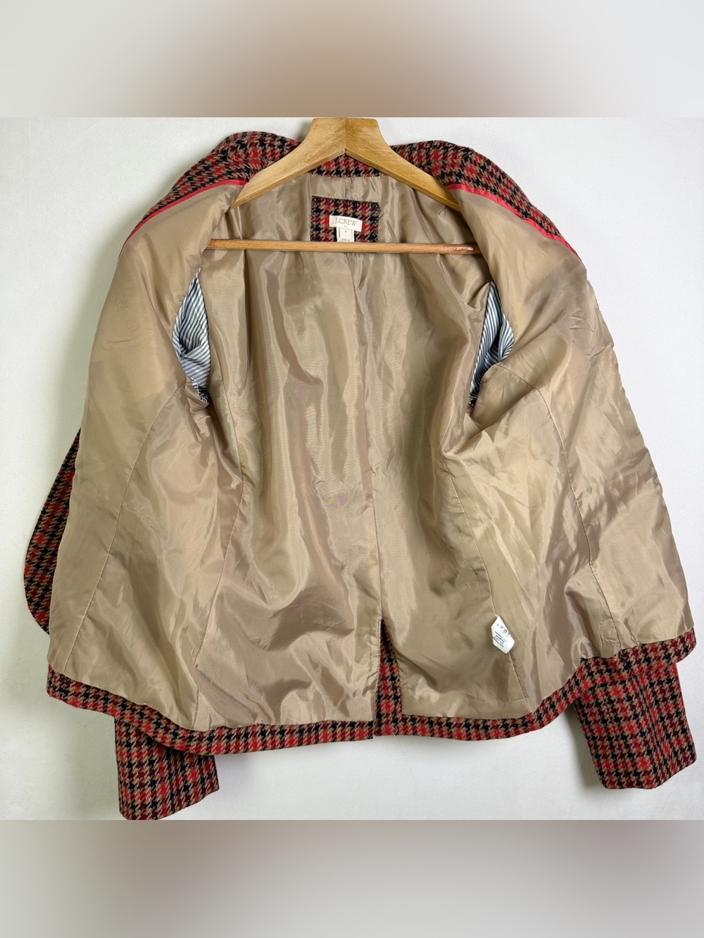 J Crew Women’s Sz 8 Schoolboy Blazer Wool Houndstooth Plaid Preppy Academia - Picture 8 of 12
